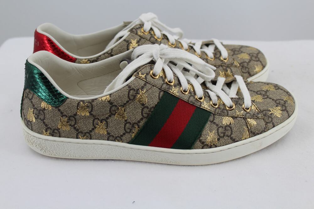 Men's 7.5 Gucci Ace GG Supreme Bees Canvas Sneakers 548950